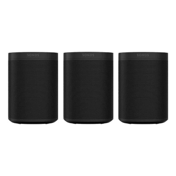 Pre-Owned Sonos Three Room Set with Sonos One Gen 2 Smart Speaker, Voice Control, Bluetooth, Black