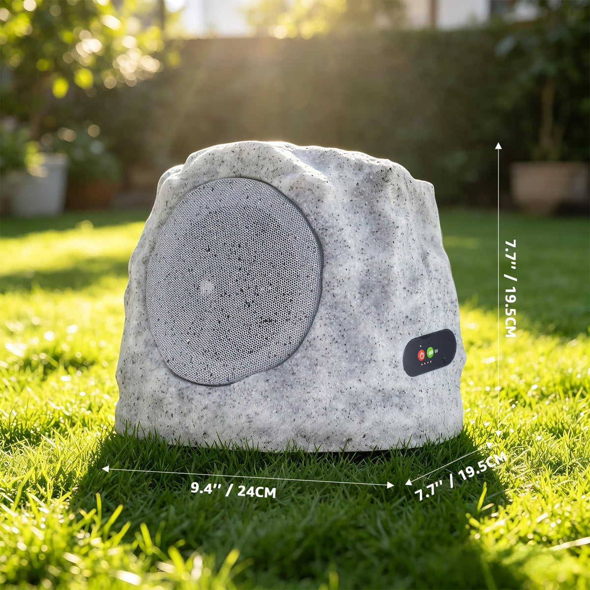 NiceBuy Outdoor Waterproof Solar Powered Bluetooth Rock Speakers with TWS Pairing and RGB Lights, 2 Pack