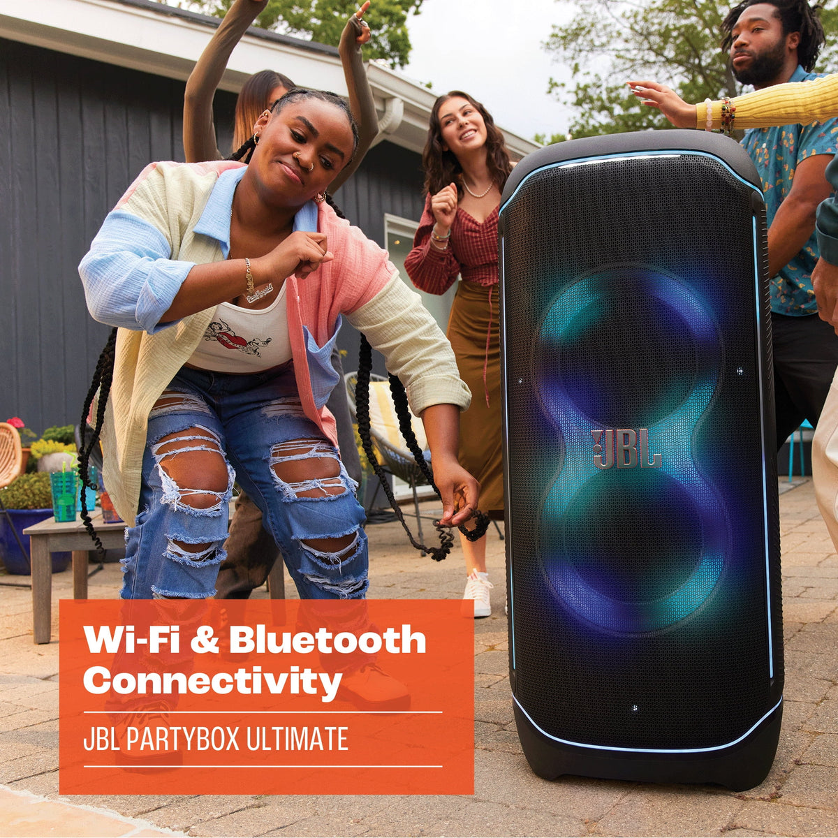 JBL PartyBox Ultimate - Massive party speaker with powerful sound, multi-dimensional lightshow, and splashproof design. - Black