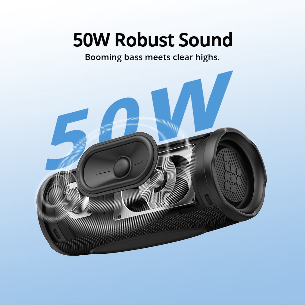 Tronsmart Mirtune C3 Plus Portable Bluetooth Speaker, IPX7 Waterproof, Auracast Multi-Speaker Sync, App Custom EQ, Detachable Lanyard for Camping Beach Pool，Blue