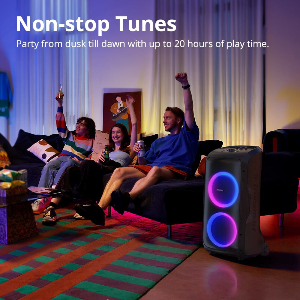 Tronsmar Portable Party Speaker, 270° Soundstage, 240W, 20H Battery, Karaoke Mic & Guitar Input, for Home, Party Tronsmart Halo 300 Black