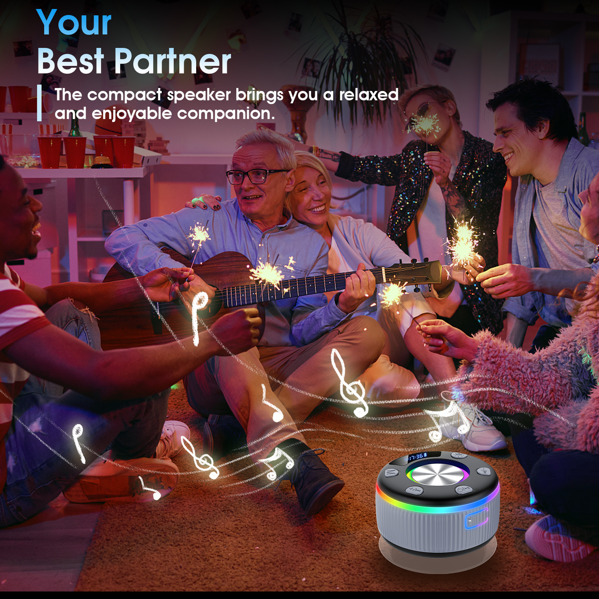 Bluetooth Shower Speaker, IPX7 Waterproof Wireless Speaker with Suction Cup, Time & Battery Display, Hands-Free Calls, 8–15H Playtime, 360° Sound Portable Mini Speaker for Bathroom and Travel