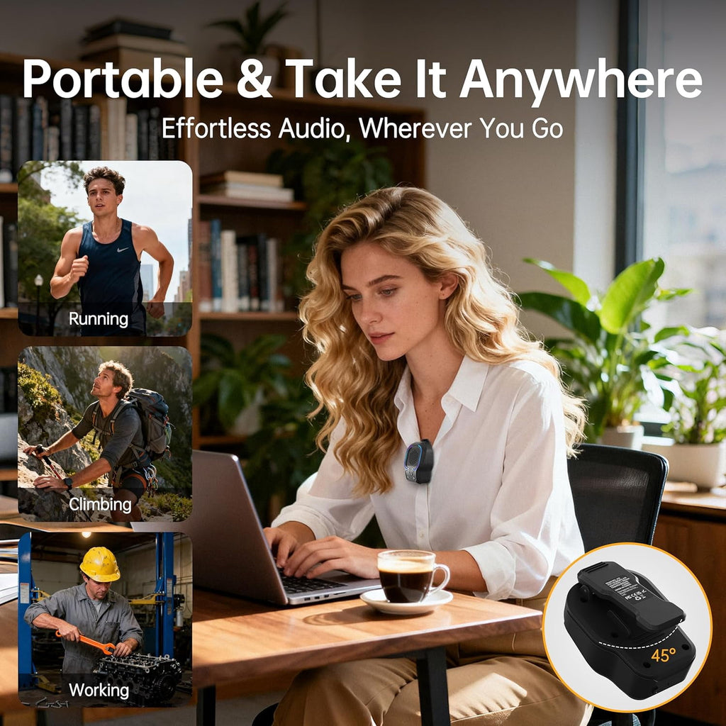Wearable Bluetooth Speaker, Small Clip-on Wireless Portable Speaker, 10H Battery, IPX6 Waterproof Mini Speaker, 3 Light Modes with Mic, for Hands-Free Music Call Outdoor Work, Gift for Dad, Black