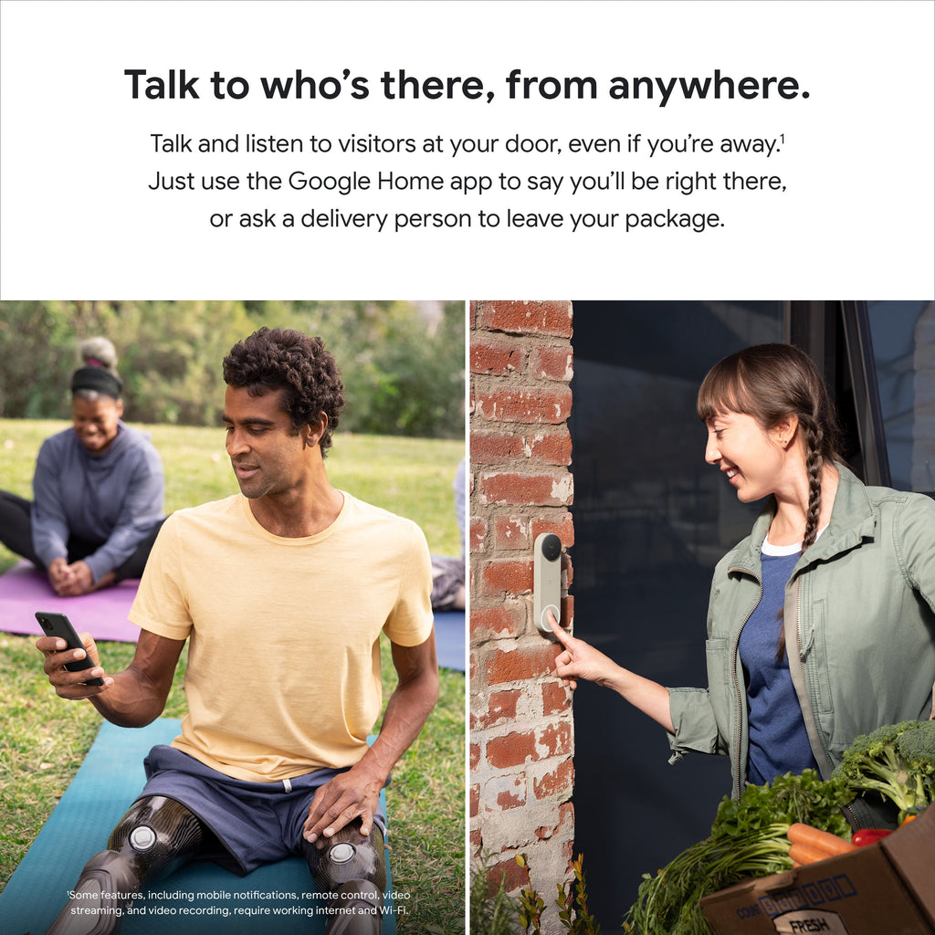 Google Nest Doorbell (Battery) - Video Doorbell Camera - Wireless Doorbell Security Camera - Snow