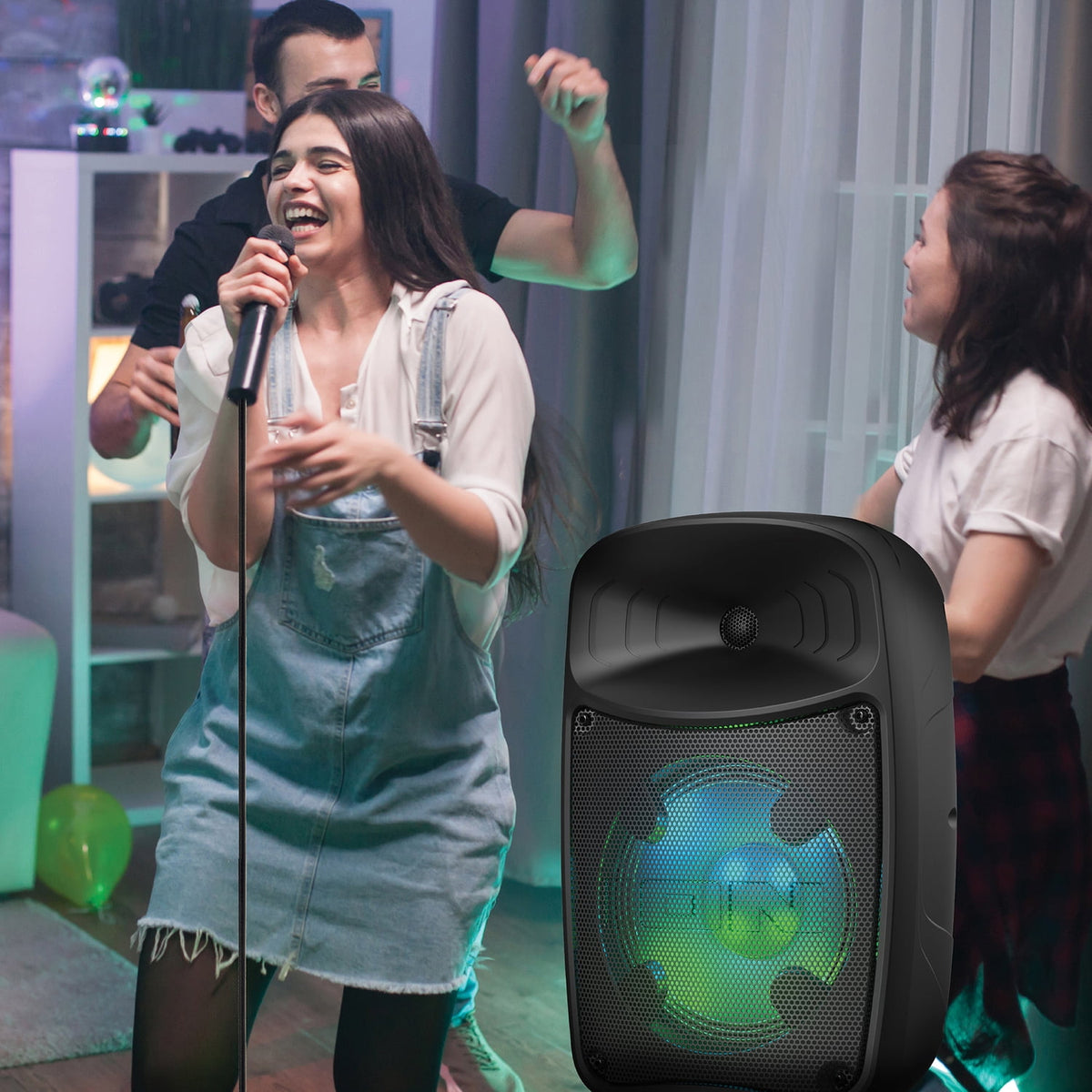 ION Pro Glow Express Portable Bluetooth PA Speaker with Lights, Sonic Wide Audio, and Microphone, Black