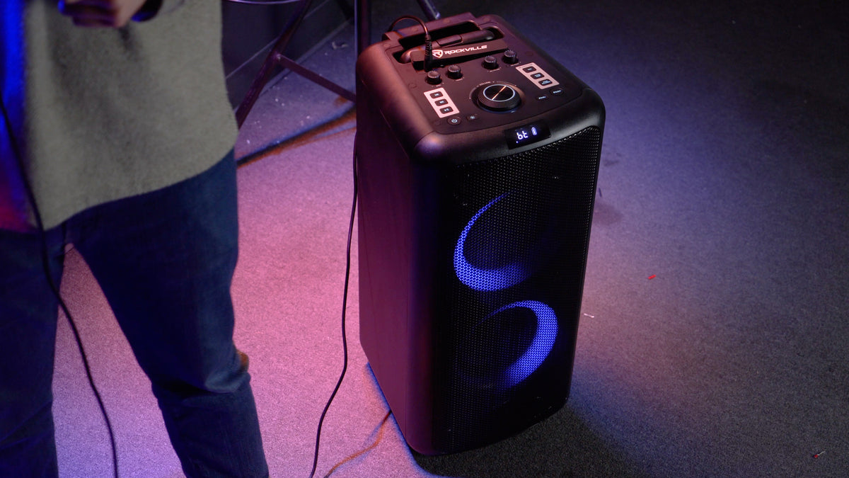 Rockville ELITE PARTY 65 Bluetooth Party Speaker System, 2000W Peak, Dual 6.5 in Woofers, Karaoke Effects, Lights, Wheels