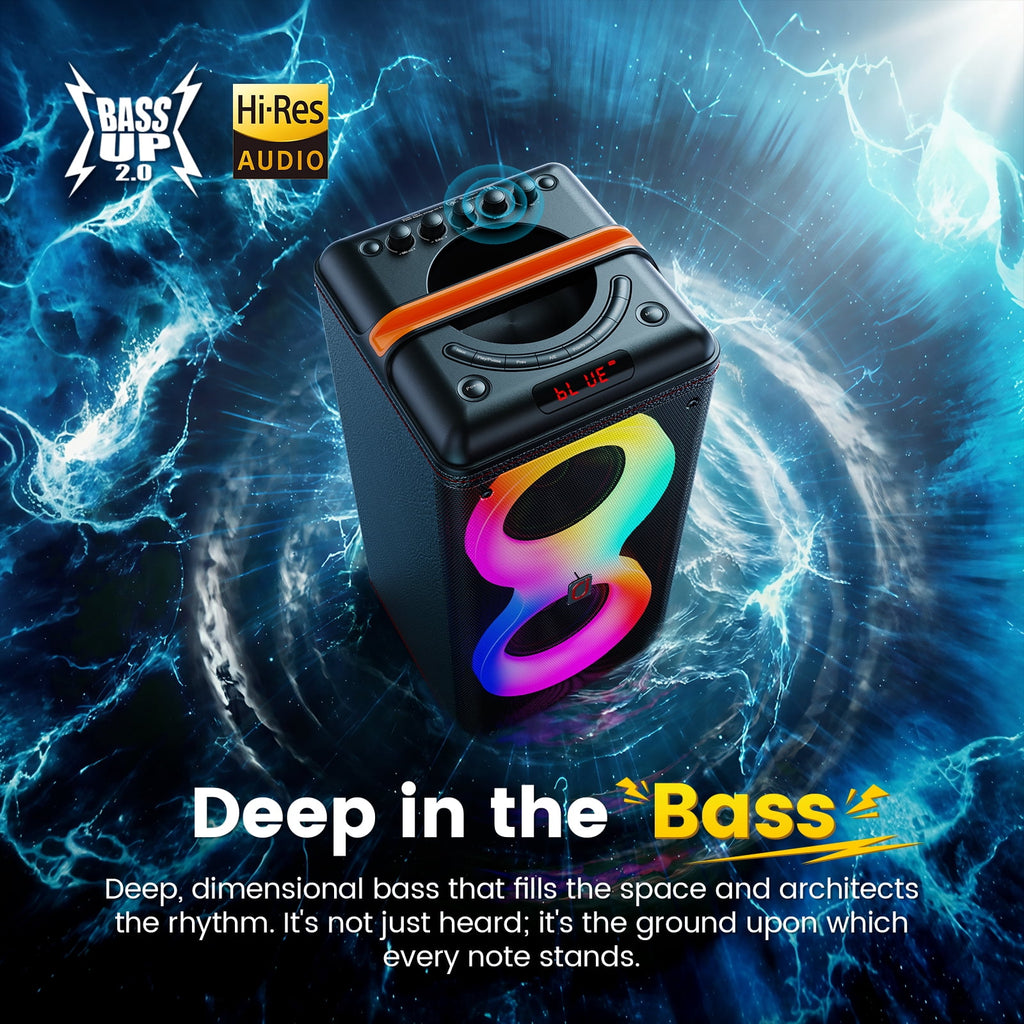 JYX Bluetooth Speaker, Dual 6.5'' Subwoofer Portable Party Speaker System for Outdoor, Deep Bass Party Box with Led Lights, T27-T