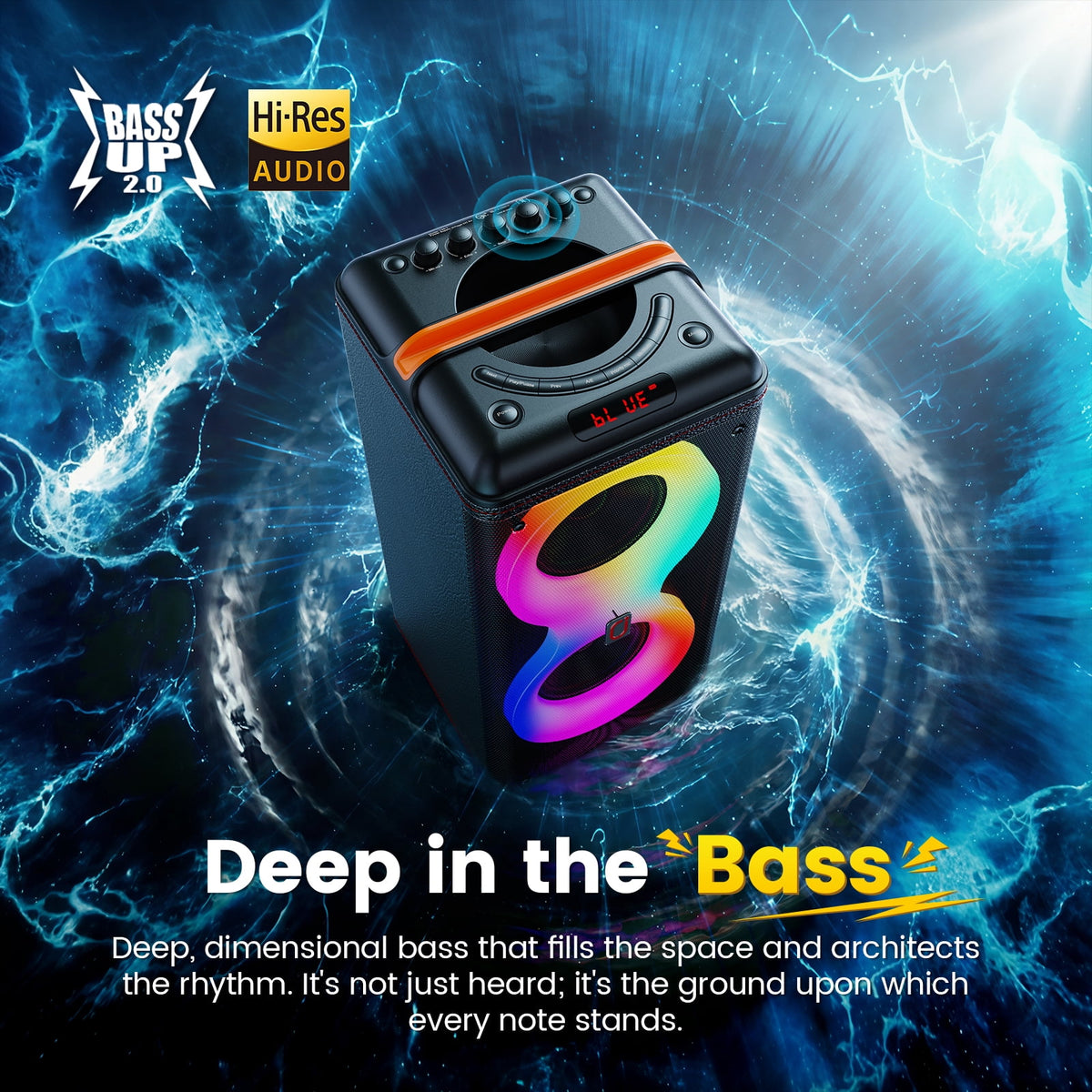JYX Bluetooth Speaker, Dual 6.5'' Subwoofer Portable Party Speaker System for Outdoor, Deep Bass Party Box with Led Lights, T27-T