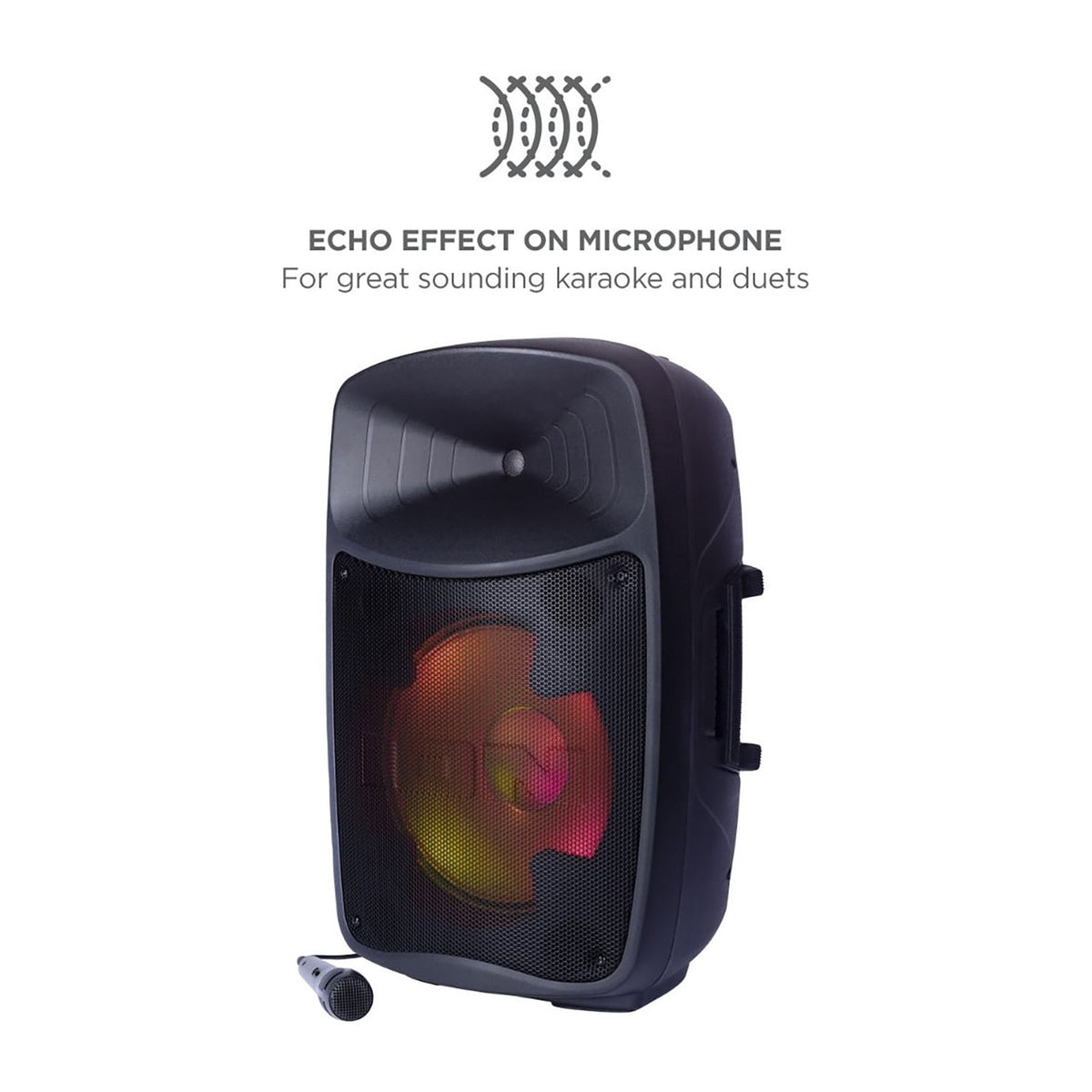 ION Pro Glow Ultra High-Power Portable Bluetooth PA Speaker with Lights, Sonic Wide Audio, and Microphone, Black