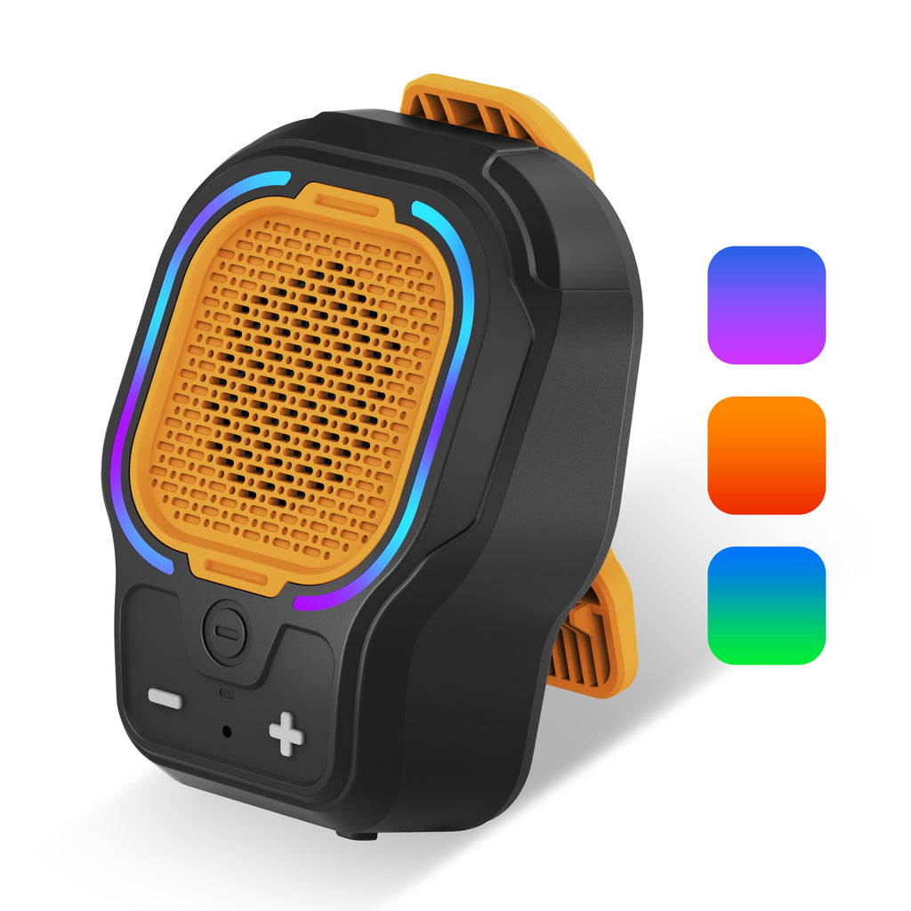 Wearable Bluetooth Speaker, Small Clip-on Wireless Portable Speaker, 10H Battery, IPX6 Waterproof Mini Speaker, 3 Light Modes with Mic, for Hands-Free Music Call Outdoor Work, Gift for Dad, Black