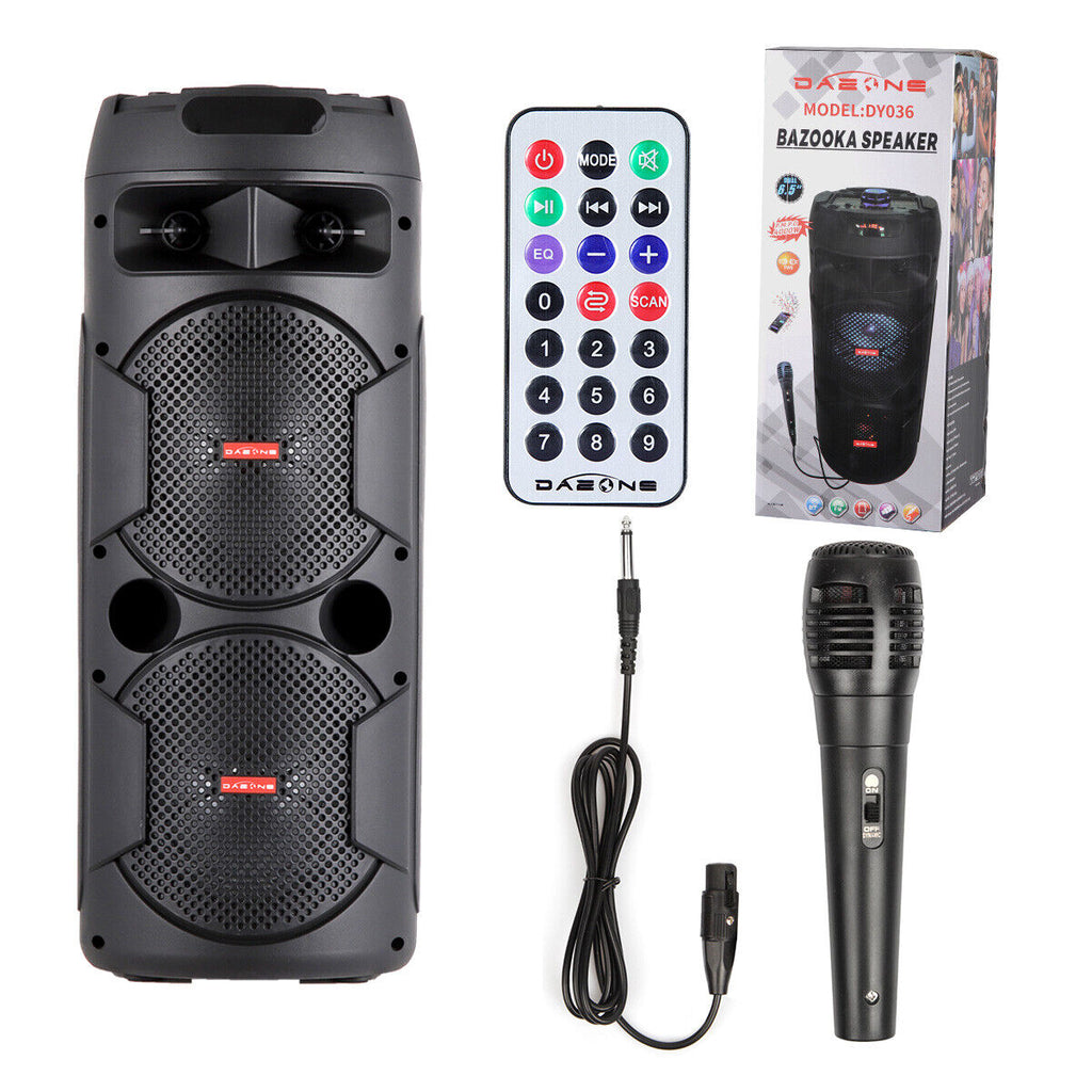 CURUK Portable Wireless Bluetooth Speaker Triple 8" Woofer PA System FM AUX TWS, MIC, RC, LED Light