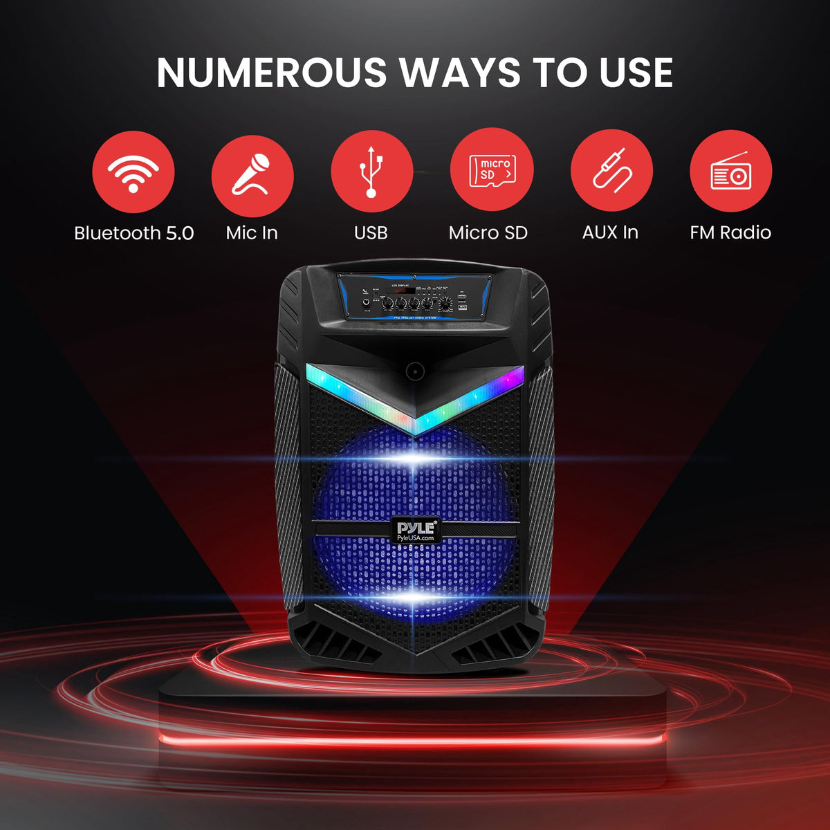 Pyle 15 Inch Bluetooth Portable Audio Party Speaker w/ Rechargeable Battery