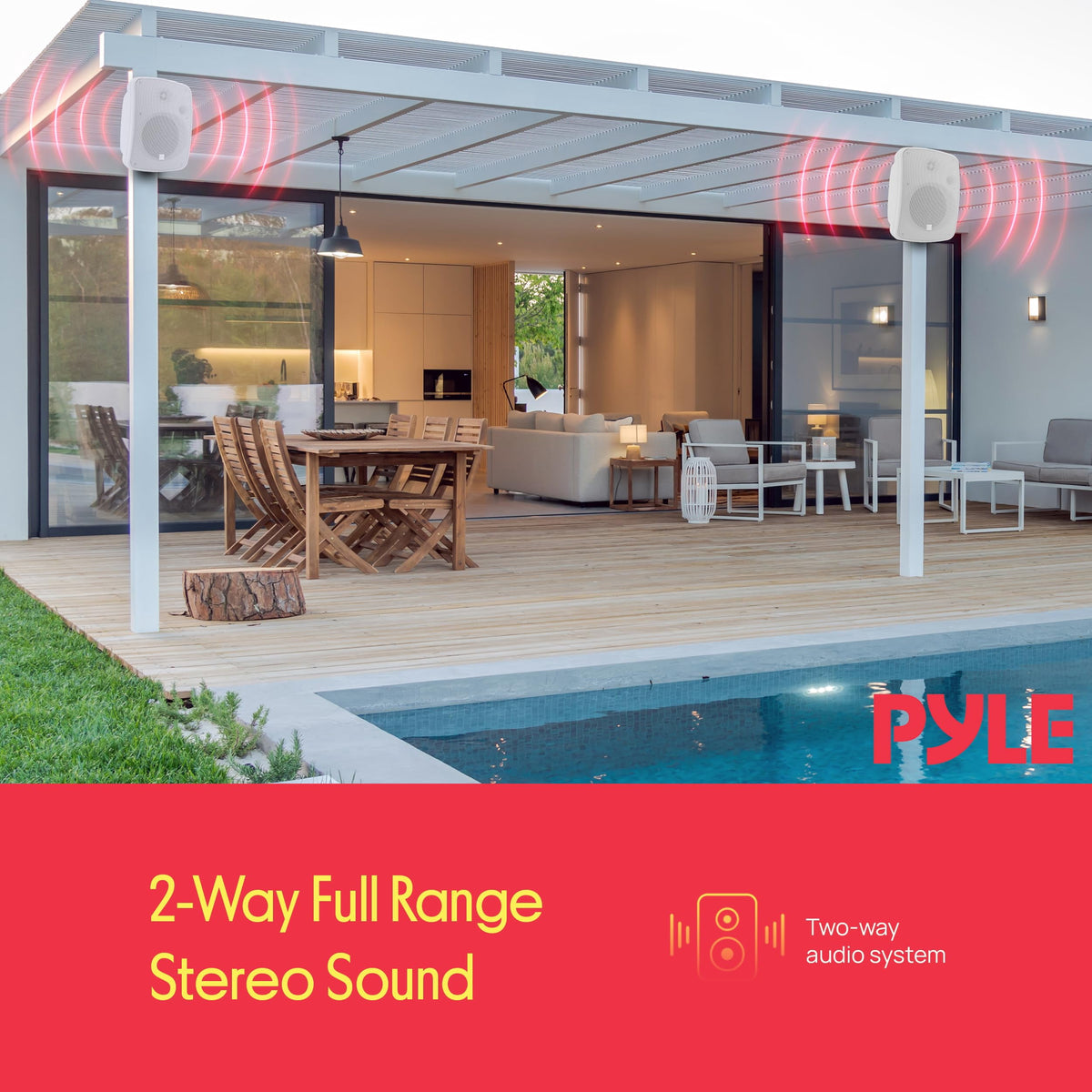 PYLE PDWR64BTW - Waterproof & Bluetooth 6.5'' Indoor / Outdoor Speaker System, 800 Watt, White