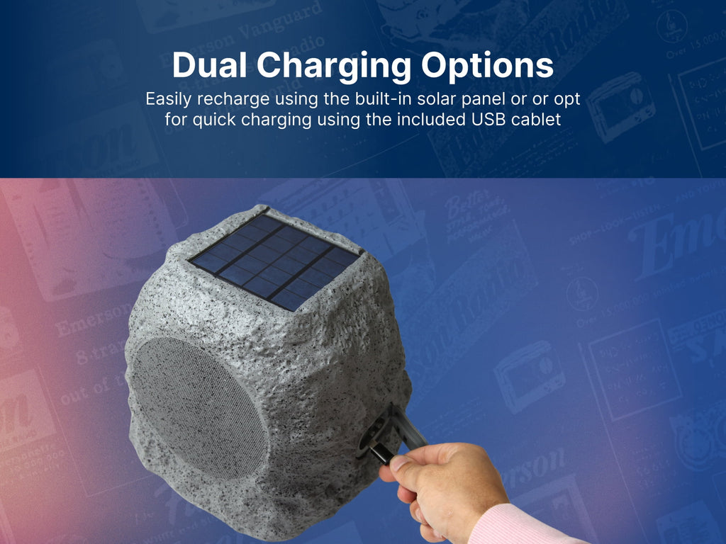 Emerson ERS-1001 Bluetooth Rock Speaker with Solar Charging