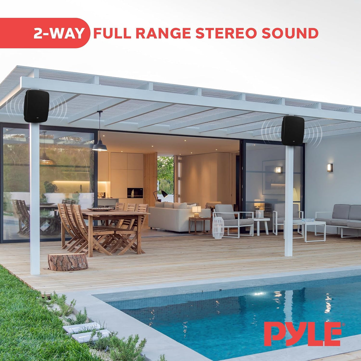 Pyle Audio 6.5 Inch Waterproof Bluetooth Indoor/Outdoor Speakers, Set of 2