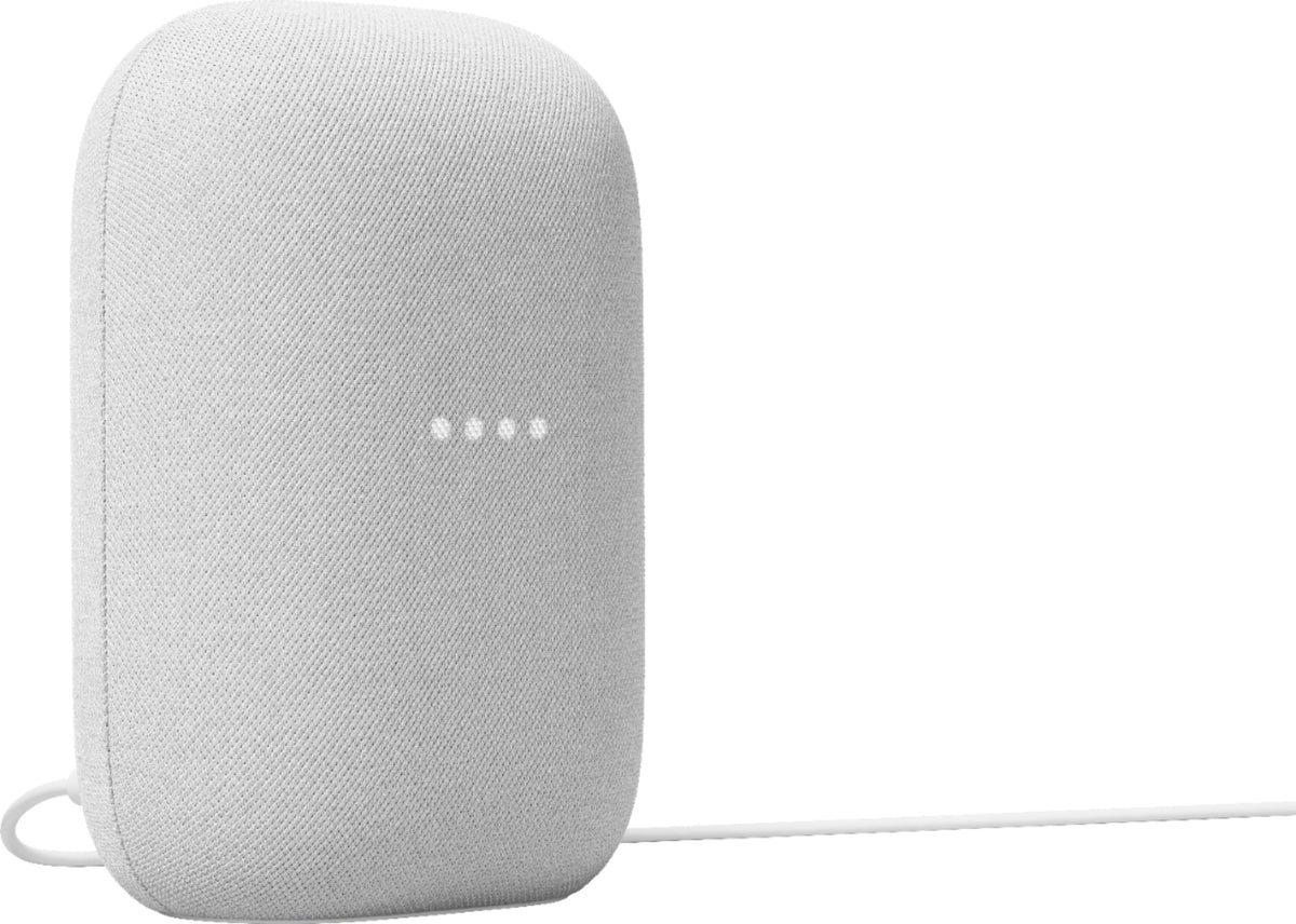 Google GA01420-US Nest Audio Smart Speaker 2 Pack Chalk with Privacy Controls and Superior Sound