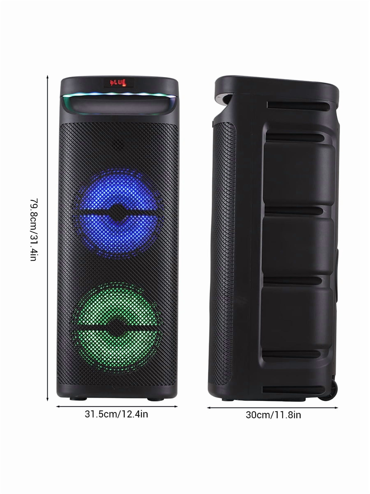 RIDWIND 8000W Peak Power Dual 12" Woofers Portable Bluetooth Speaker Indoor & Outdoor Loud Heavy Bass Sound System With Microphone RGB Party Lights Remote Control Support TWS/USB/FM/AUX/TF