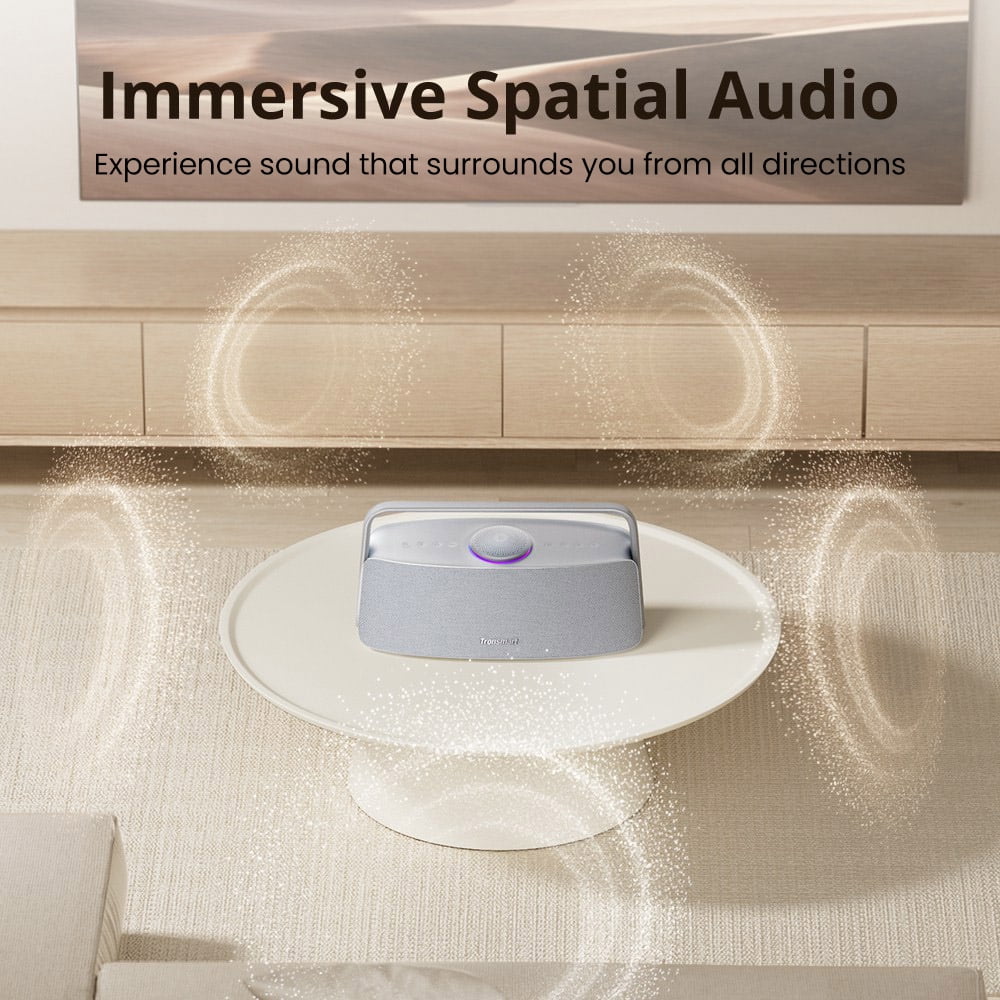 Tronsmart 80W Loud Portable Wireless Speaker, Clear Spatial Hi-Res Audio, 14 Hours Playtime, LED Light Show, Dual-Device Connection, Waterproof Party Speaker for Home
