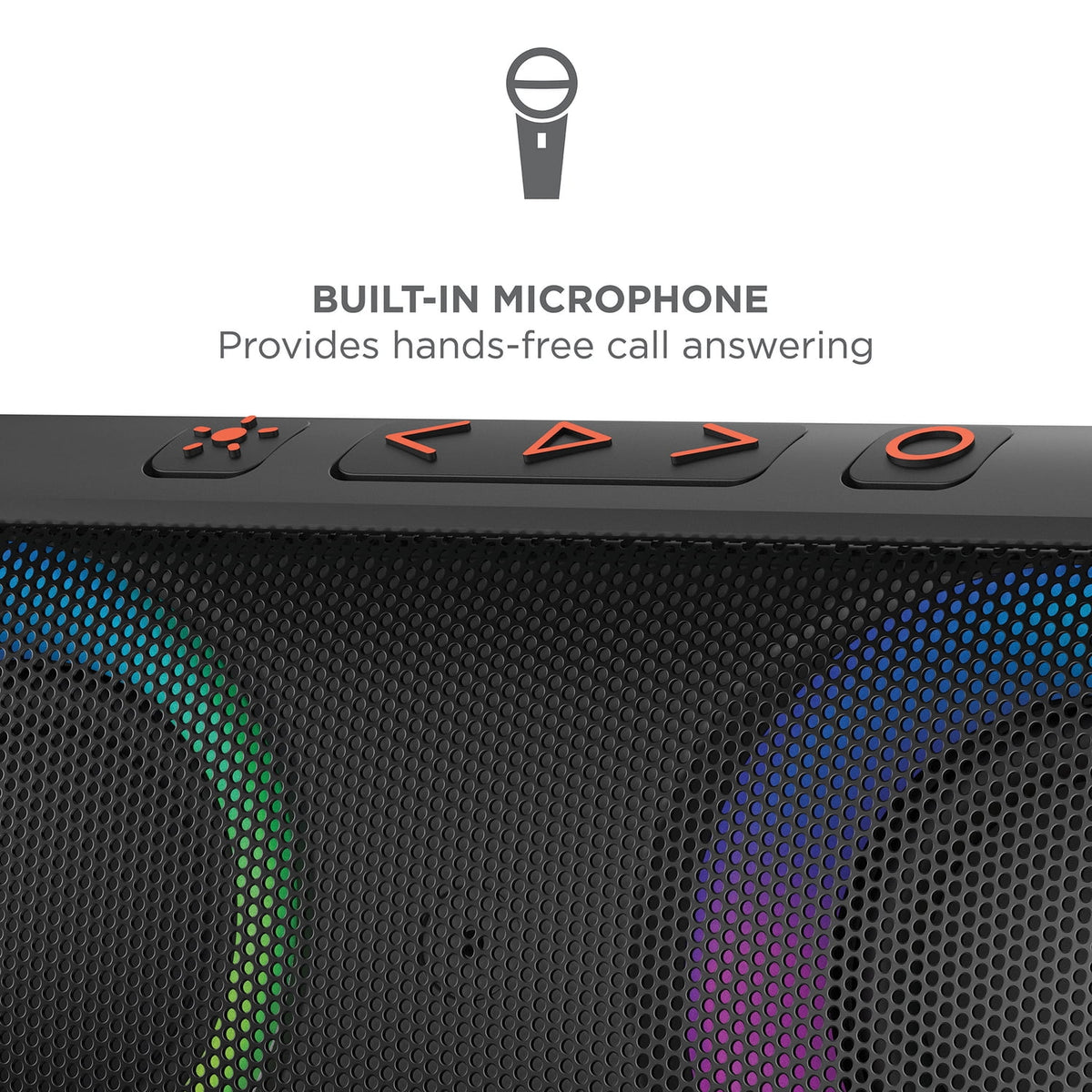 ION Uber Boom Built-in Handle LED Lighting Waterproof Wireless Bluetooth Portable Speaker, Black, UBERBOOMXUS