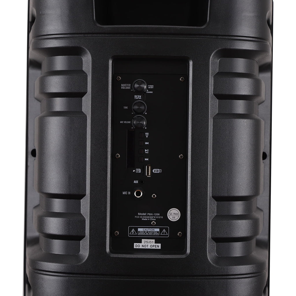 Dazone 12" Portable Bluetooth Party Speaker Heavy Bass Sound System FM AUX w/Microphone & Remote