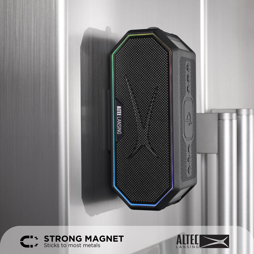 Altec Lansing HydraBlast 2.0 EverythingProof™ Bluetooth Speaker, IP67 Waterproof, 20H Battery, Qi Wireless & USB Charging, LED Lights, Party Sync, 100ft Range