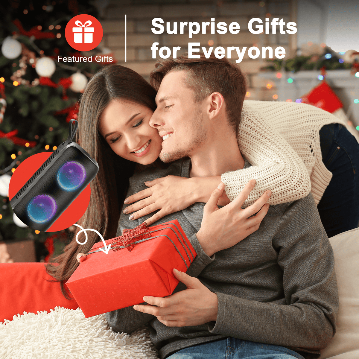 Portable Bluetooth Speaker, Bluetooth 5.3 Speaker Wireless, IPX7 Waterproof Outdoor Speaker, 24W Powerful Loud Stereo Sound, 12H Playtime, 7 Colorful Rgb Lights for Outdoor/Home/Party, Gift Ideas