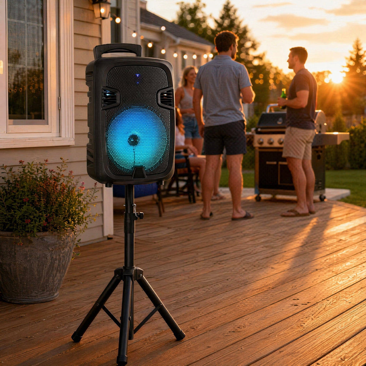 Dazone 12" Portable Bluetooth Party Speaker Heavy Bass Sound System FM AUX w/Microphone & Remote