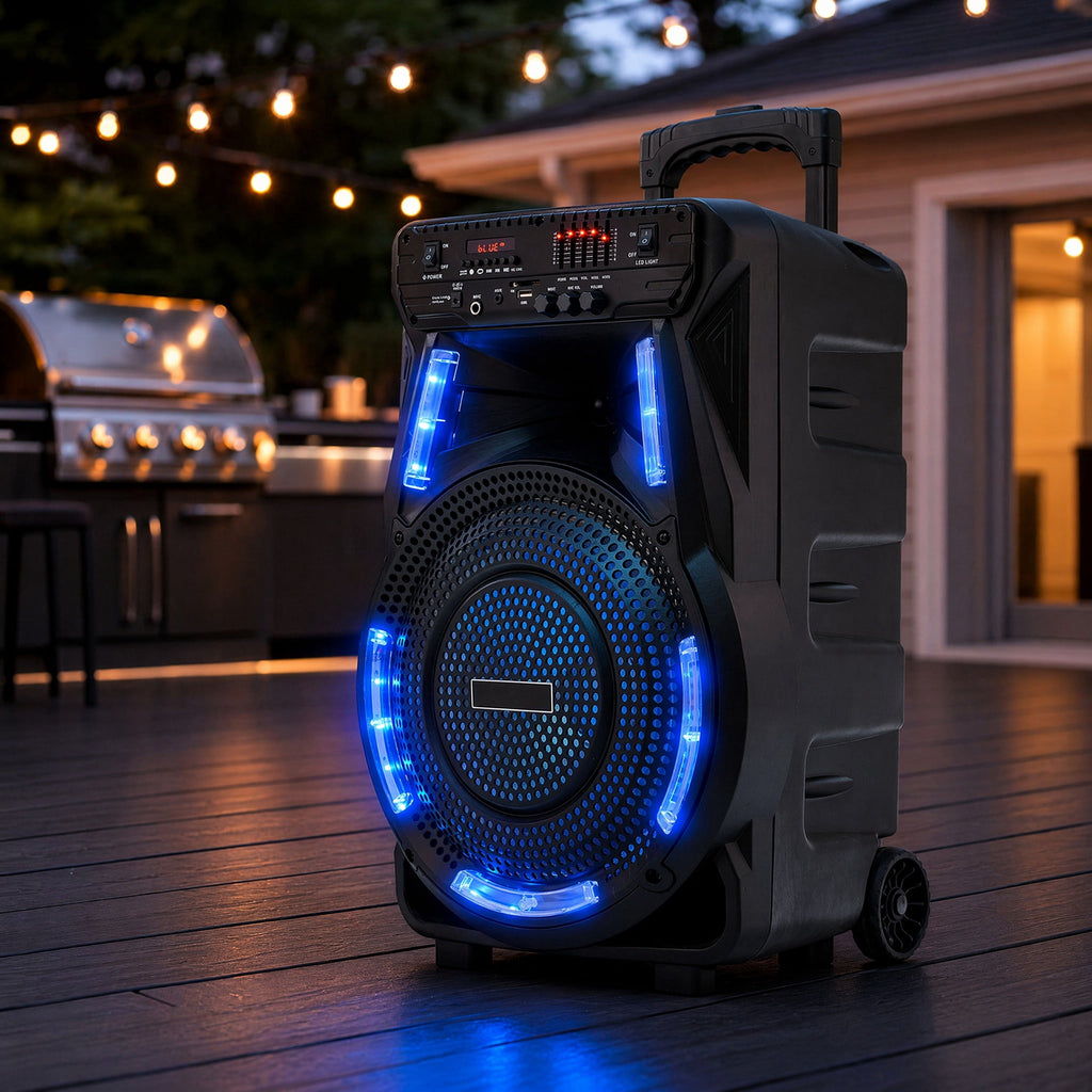 Dazone 12" Loud Bluetooth Portable Party Speaker Subwoofer w/ FM USB SD Card AUX & Mic
