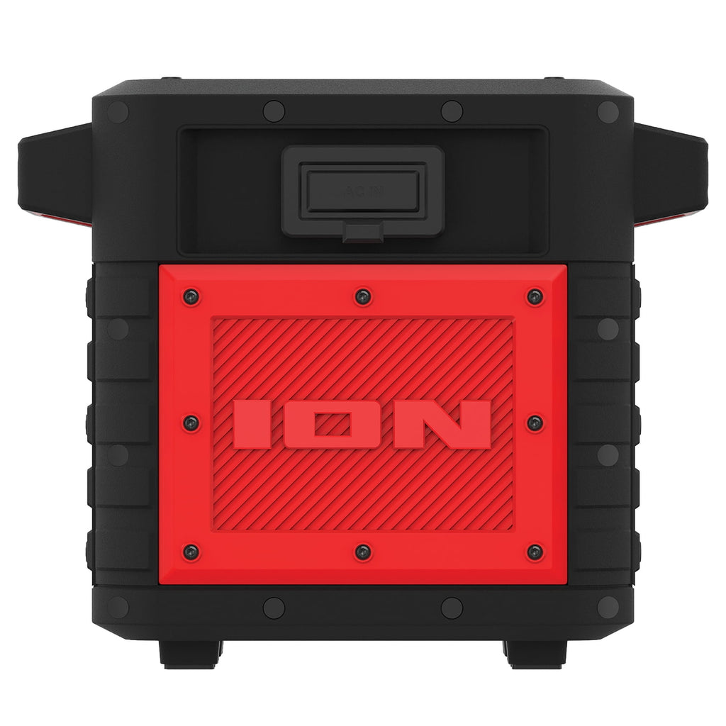 ION 22-Watt-RMS Tailgater Classic Portable Bluetooth Rechargeable Speaker with Link 2, FM, Light, IPX5, up to 15 Hours Play Time , Black/Red