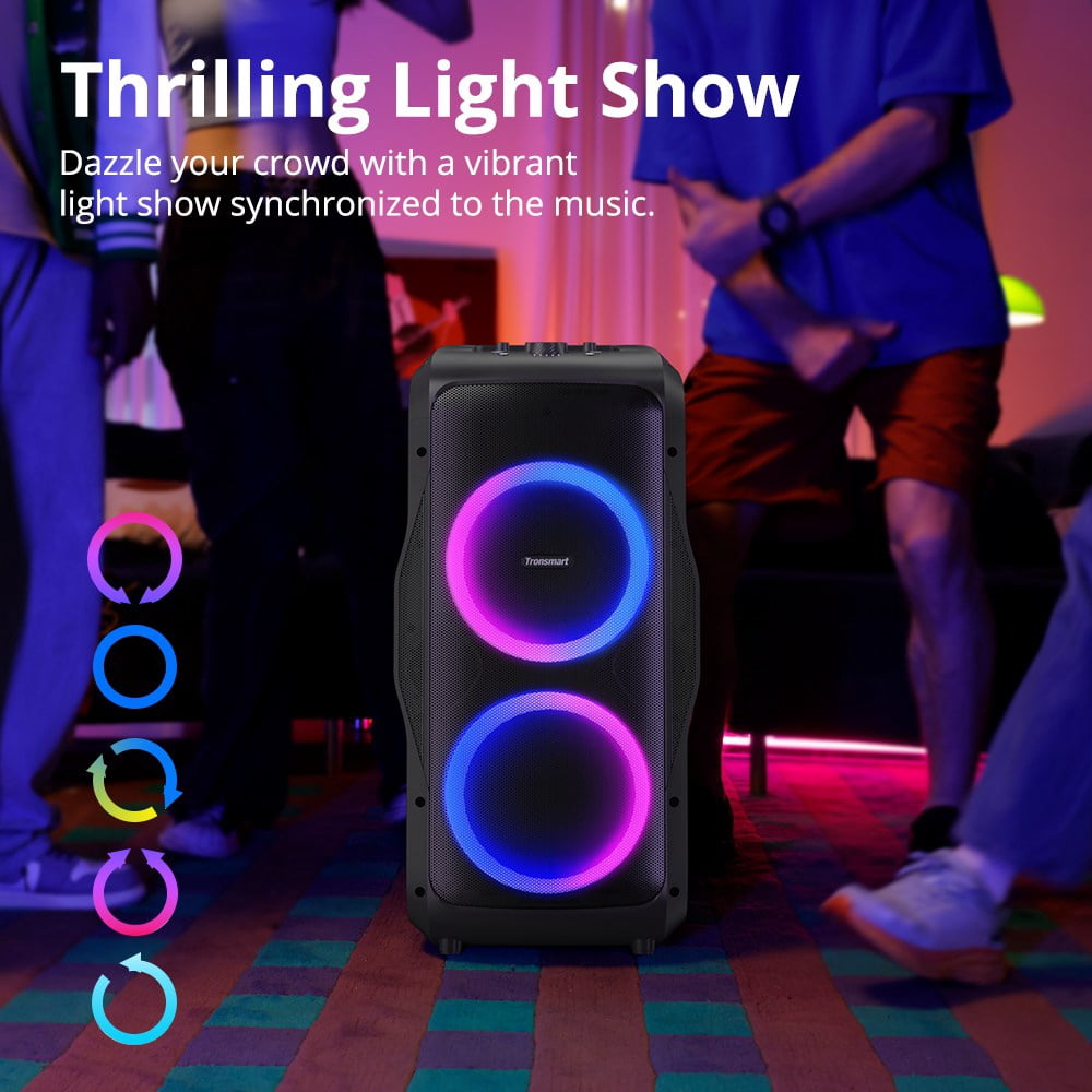 Tronsmar Portable Party Speaker, 270° Soundstage, 240W, 20H Battery, Karaoke Mic & Guitar Input, for Home, Party Tronsmart Halo 300 Black