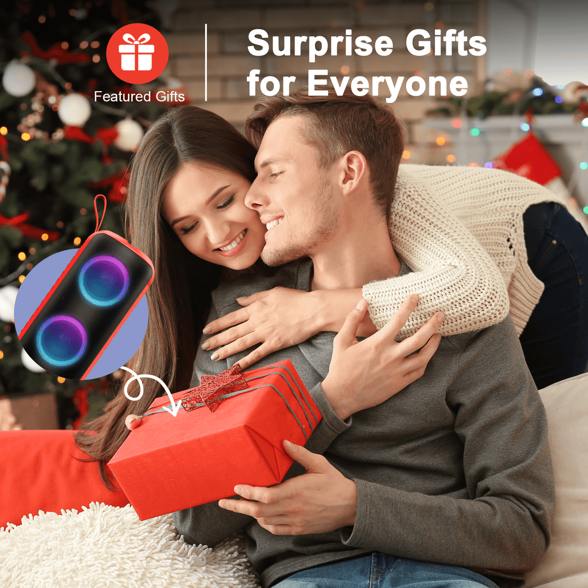 Portable Bluetooth Speaker, Bluetooth 5.3 Speaker Wireless, IPX7 Waterproof Outdoor Speaker, 24W Powerful Loud Stereo Sound, 12H Playtime, 7 Colorful Rgb Lights for Outdoor/Home/Party, Gift Ideas