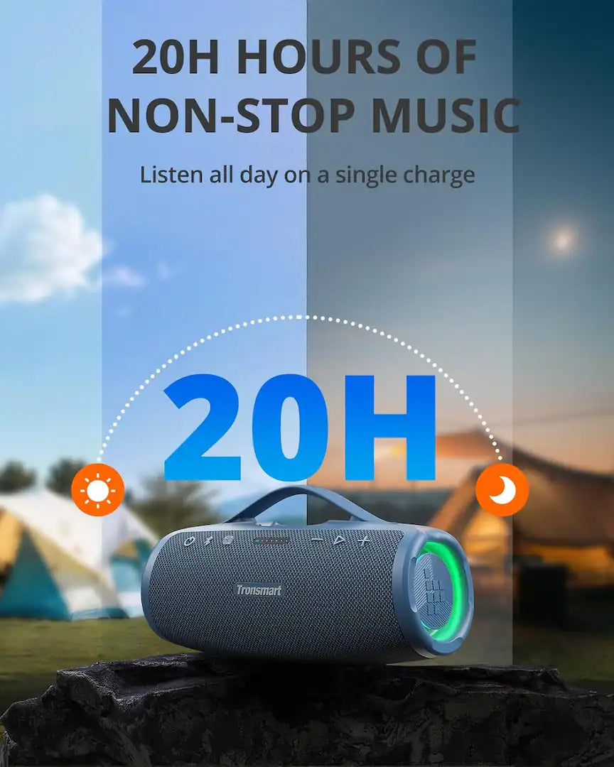 Tronsmart Mirtune S100 Portable Bluetooth Outdoor Speaker, Powerful 50W Sound and Enhanced Bass, 20H Playtime, IPX7 Waterproof-Black