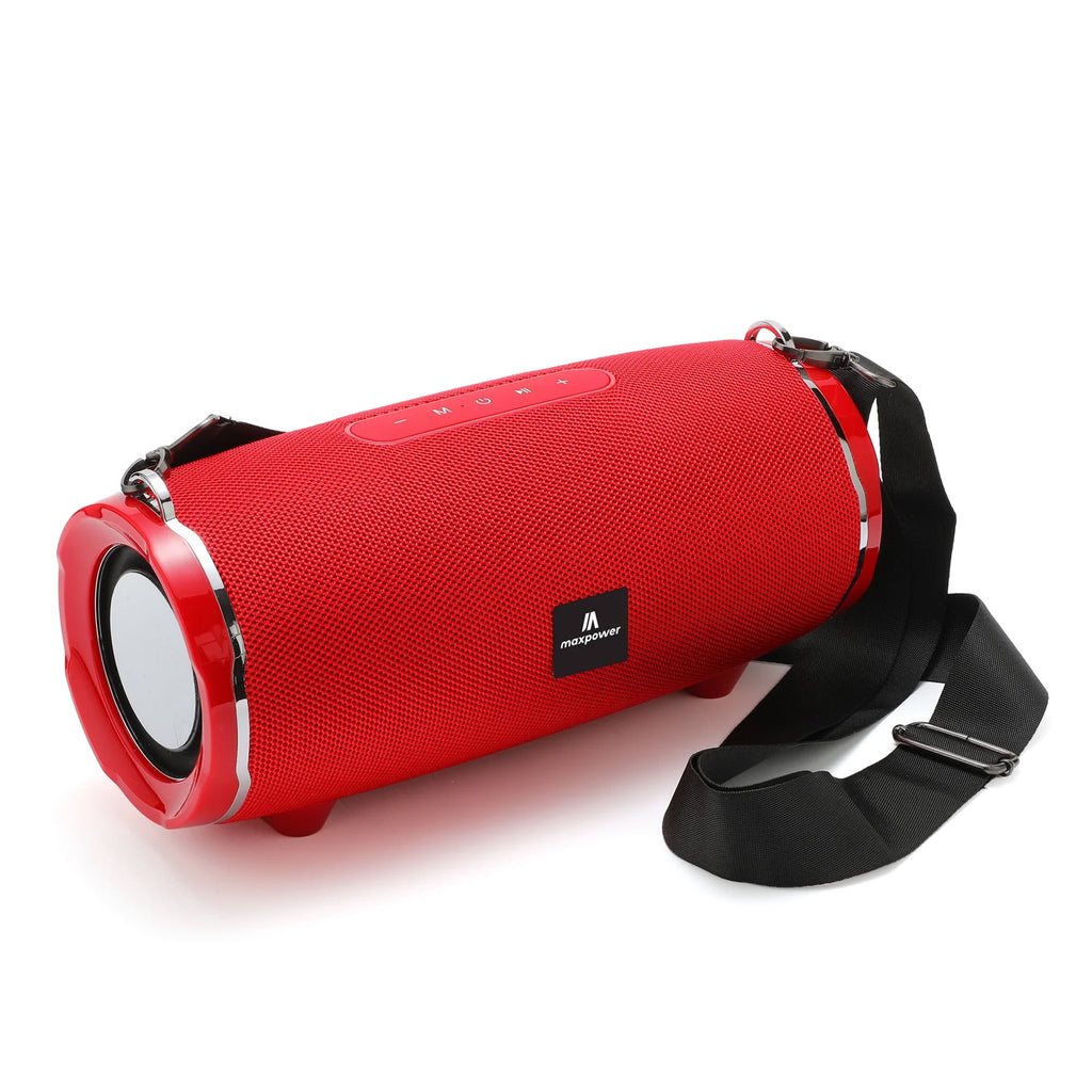 Max Power Encore Wireless Bluetooth 5.3 Speaker with Adjustable Shoulder Strap, Red