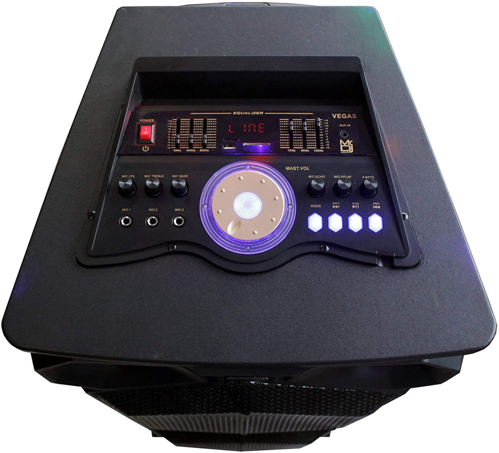MR DJ VEGAS Double 15" Bluetooth Speaker Professional Dual 15" 3-Way Full-Range Powered/Active DJ PA Multipurpose Live Sound Bluetooth Loudspeaker