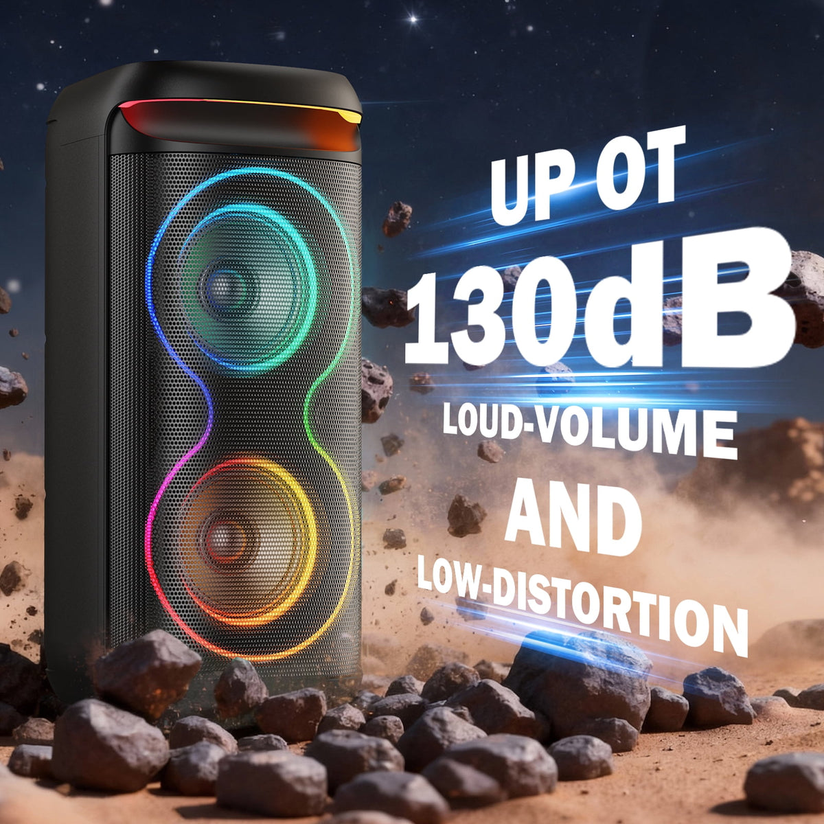 JAUYXIAN Large Party Speaker, Big Outdoor Speaker Bluetooth with DJ Lights for Singing Party
