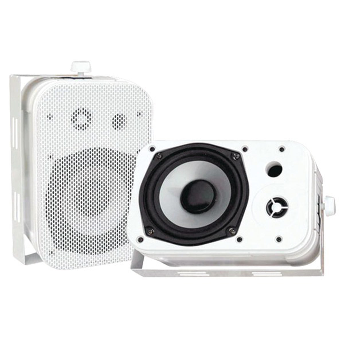 Pyle PFA330BT Amp System w/ 2x 5.25" 400W Indoor/Outdoor White Waterproof Speakers, Speaker Wire