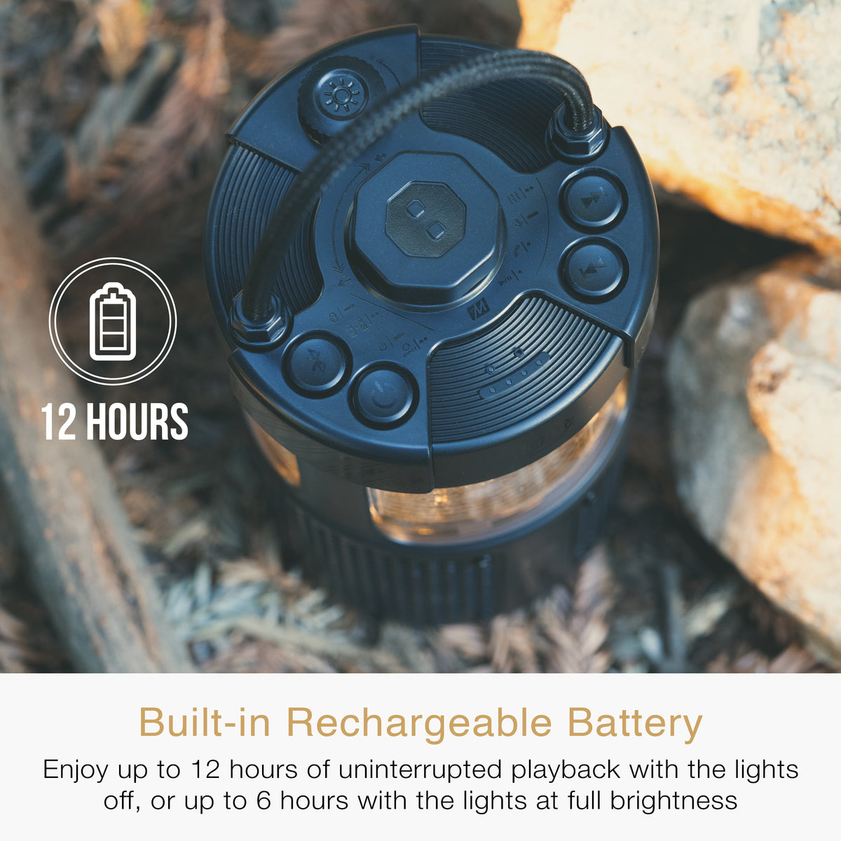MEE audio lightSPKR Bluetooth Wireless Speaker with Camping Lantern, Rated IPX6 (Midnight Black)