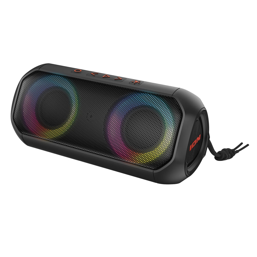 ION Uber Boom Built-in Handle LED Lighting Waterproof Wireless Bluetooth Portable Speaker, Black, UBERBOOMXUS