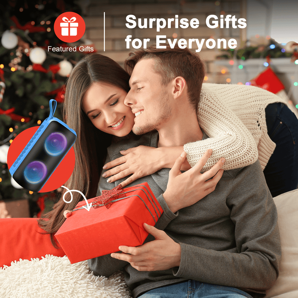 Portable Bluetooth Speaker, Bluetooth 5.3 Speaker Wireless, IPX7 Waterproof Outdoor Speaker, 24W Powerful Loud Stereo Sound, 12H Playtime, 7 Colorful Rgb Lights for Outdoor/Home/Party, Gift Ideas