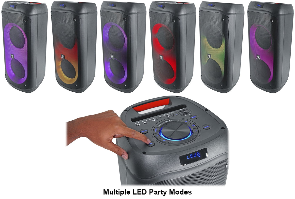 Rockville BASS PARTY 8 Bluetooth Portable Speaker, LED Lighting, Remote Included, Black