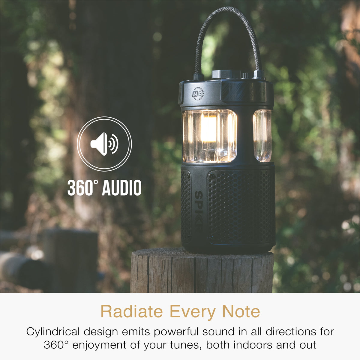 MEE audio lightSPKR Bluetooth Wireless Speaker + Camping Lantern IPX6 Water Resistant (Forest Green)