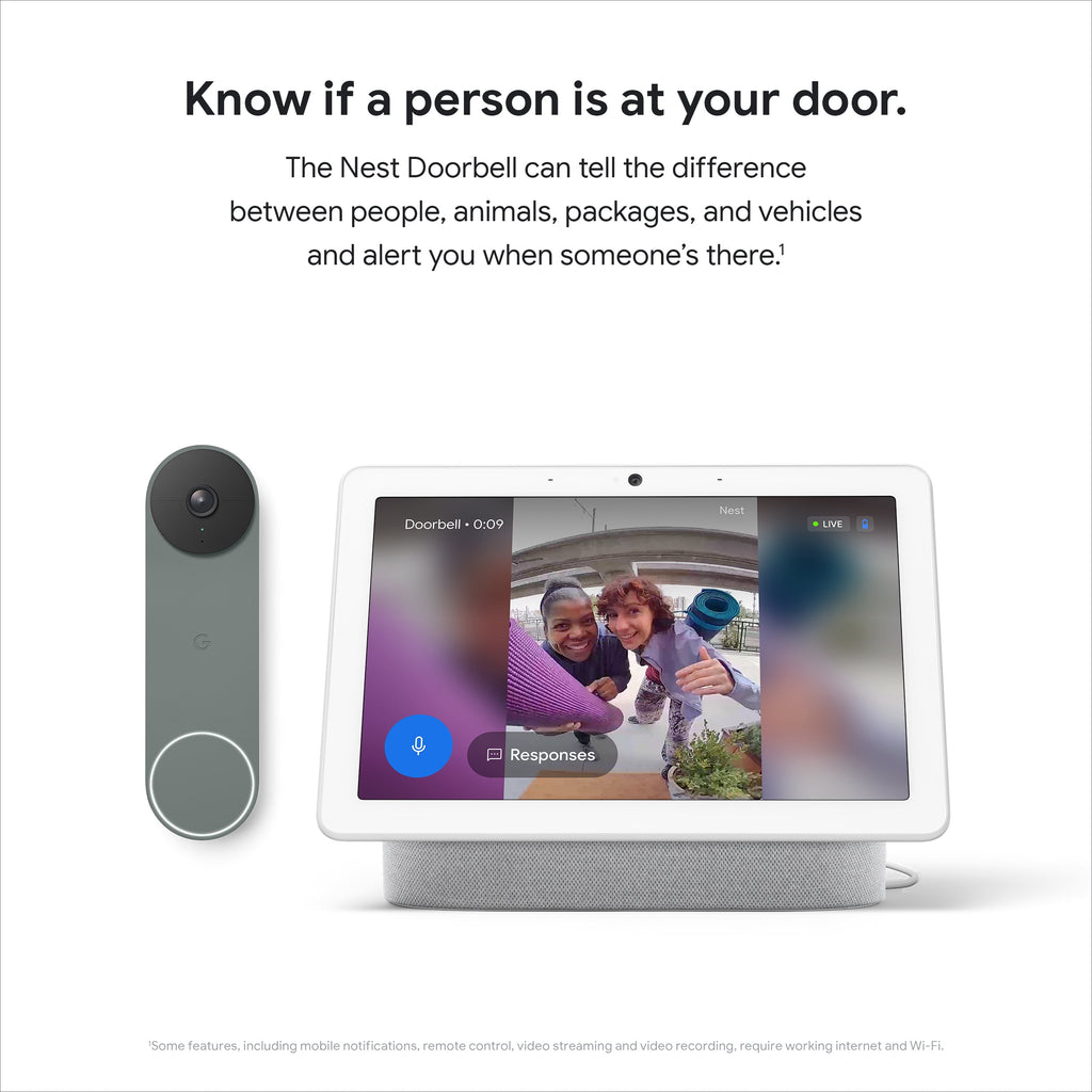 Google Nest Doorbell (Battery) - Video Doorbell Camera - Wireless Doorbell Security Camera - Snow