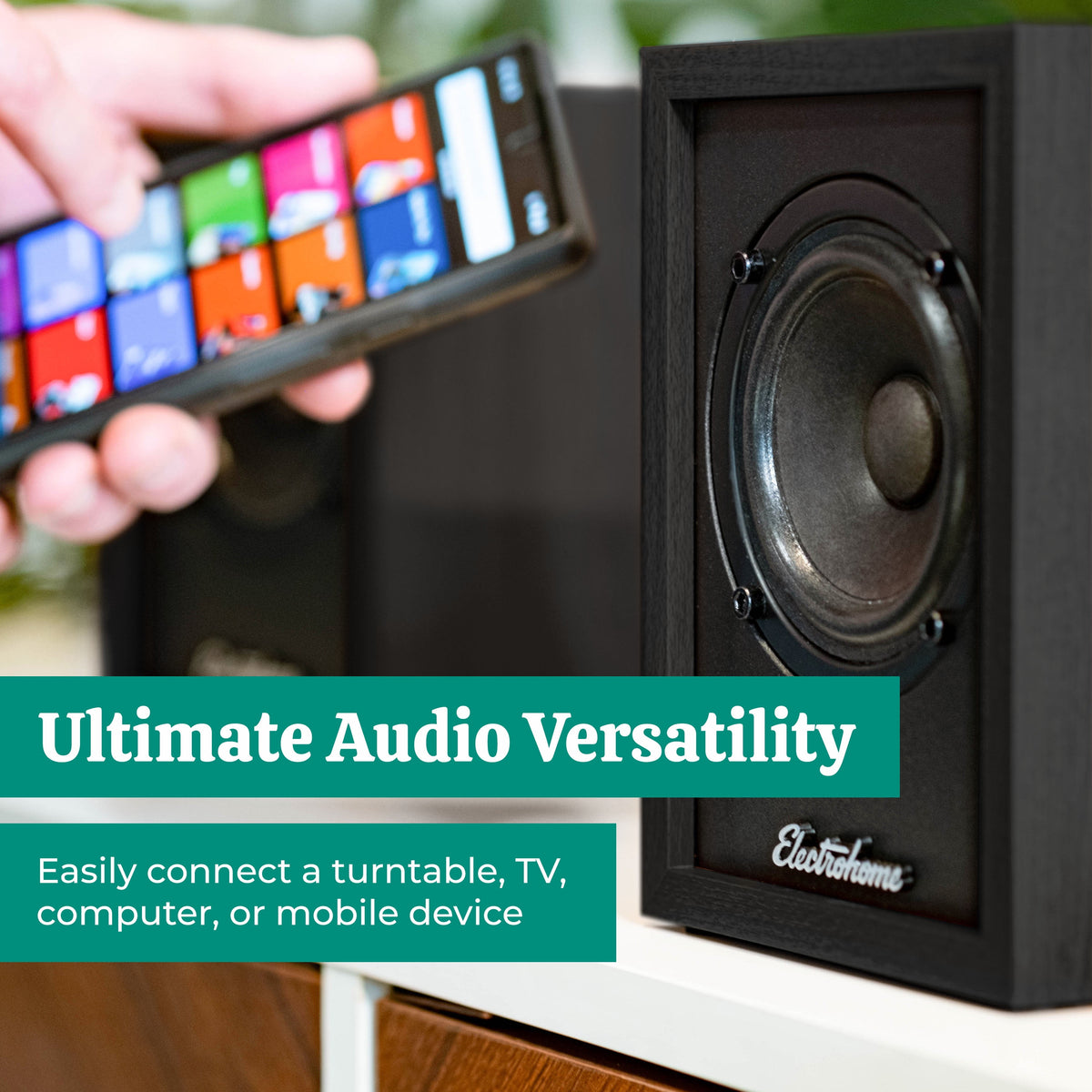Electrohome Huntley Powered Bookshelf Speakers with Built-in Amplifier and 3" Drivers for Turntable, TV, PC and Wireless Music Streaming featuring Bluetooth 5, RCA and Aux (EB10B)