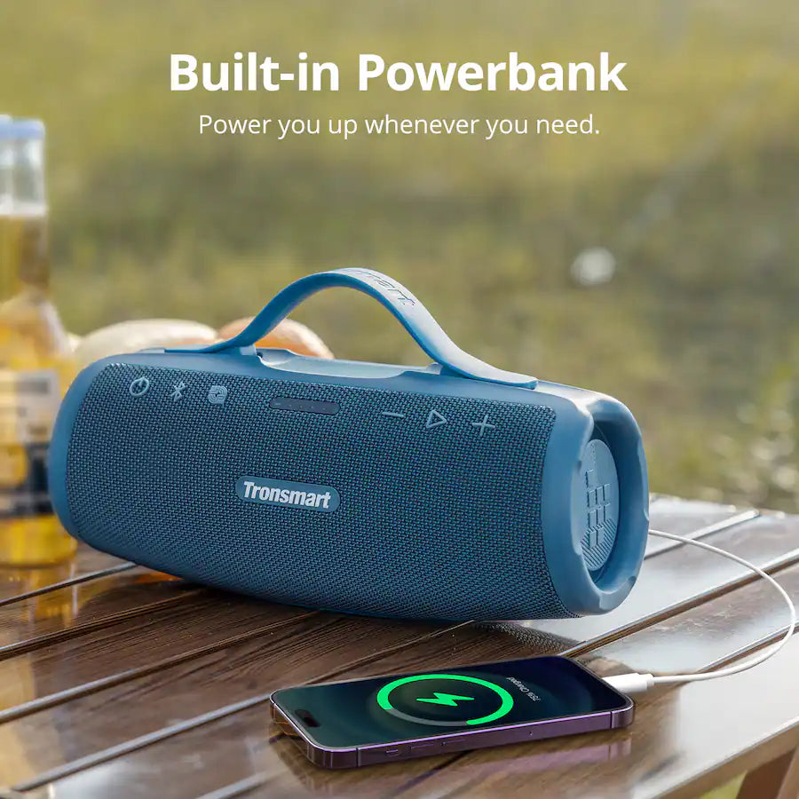 Tronsmart Mirtune S100 50W Portable Bluetooth Speaker, Deep Bass SoundPulse, 20H Playtime, IPX7 Waterproof Wireless Speaker with Power Bank, Dual Tweeters, TWS Pairing, App EQ, Outdoor Party Speaker