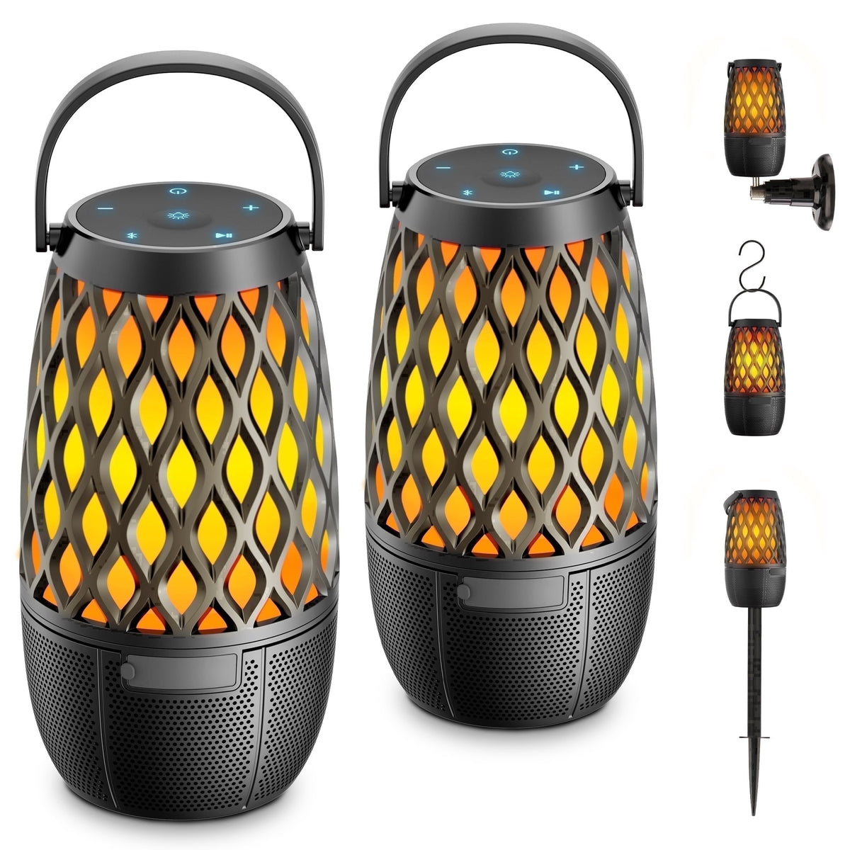 Bluetooth Speaker, Outdoor Speakers with Lights, Multi-Sync up to 100 Speakers, Halloween Decorations Outdoor, Waterproof Lantern Speaker for Garden/Party/Yard, Gifts for Men Women ( 2 Pack )
