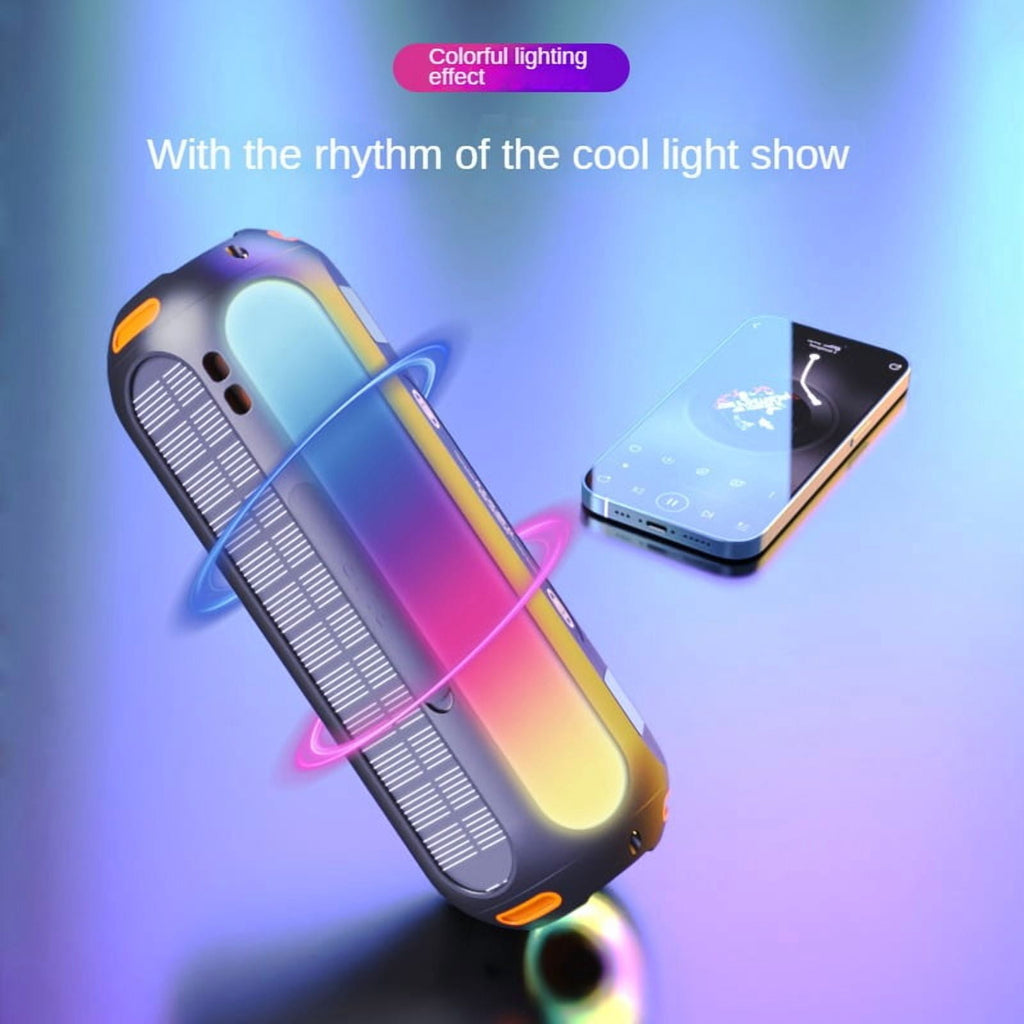 Fazipu Magnetic Bluetooth Speaker, Golf Speaker with Solar Charging 15H Playtime, 7 Colorful Flashing Lights Outdoor Waterproof Portable Wireless, for Golf Cart Gifts Hiking Camping