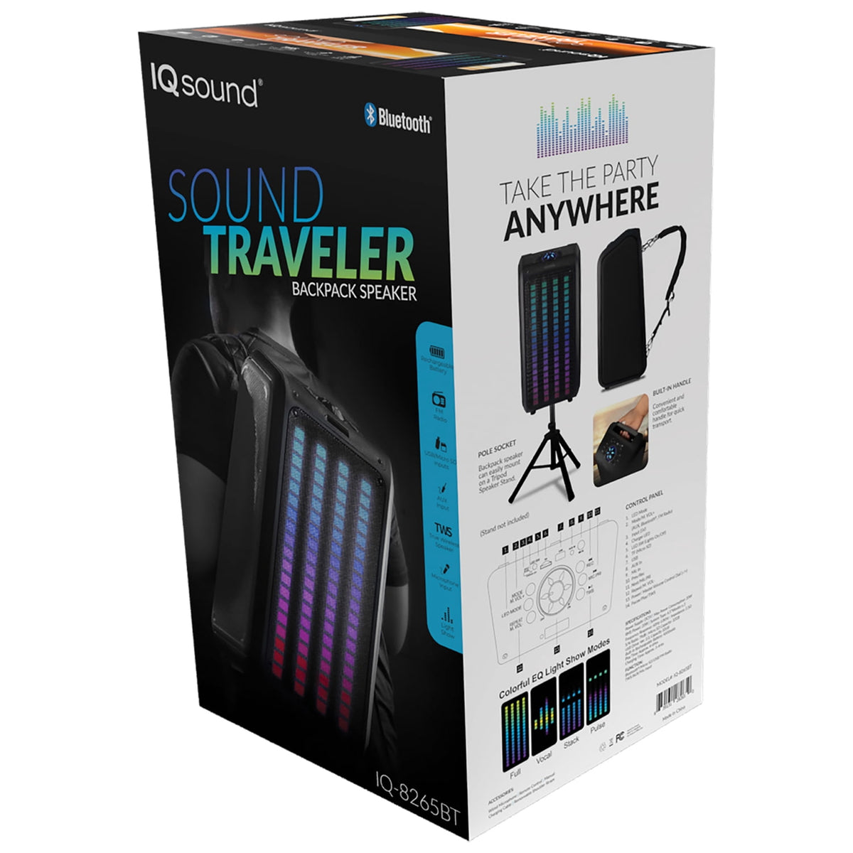 IQ Sound Sound Traveler 20-Watt-Continuous-Power Portable Backpack Speaker with Wired Microphone and Remote