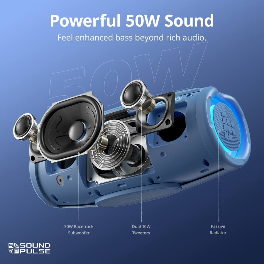 Tronsmart Mirtune S100 Portable Bluetooth Outdoor Speaker, Powerful 50W Sound and Enhanced Bass, 20H Playtime, IPX7 Waterproof-Black