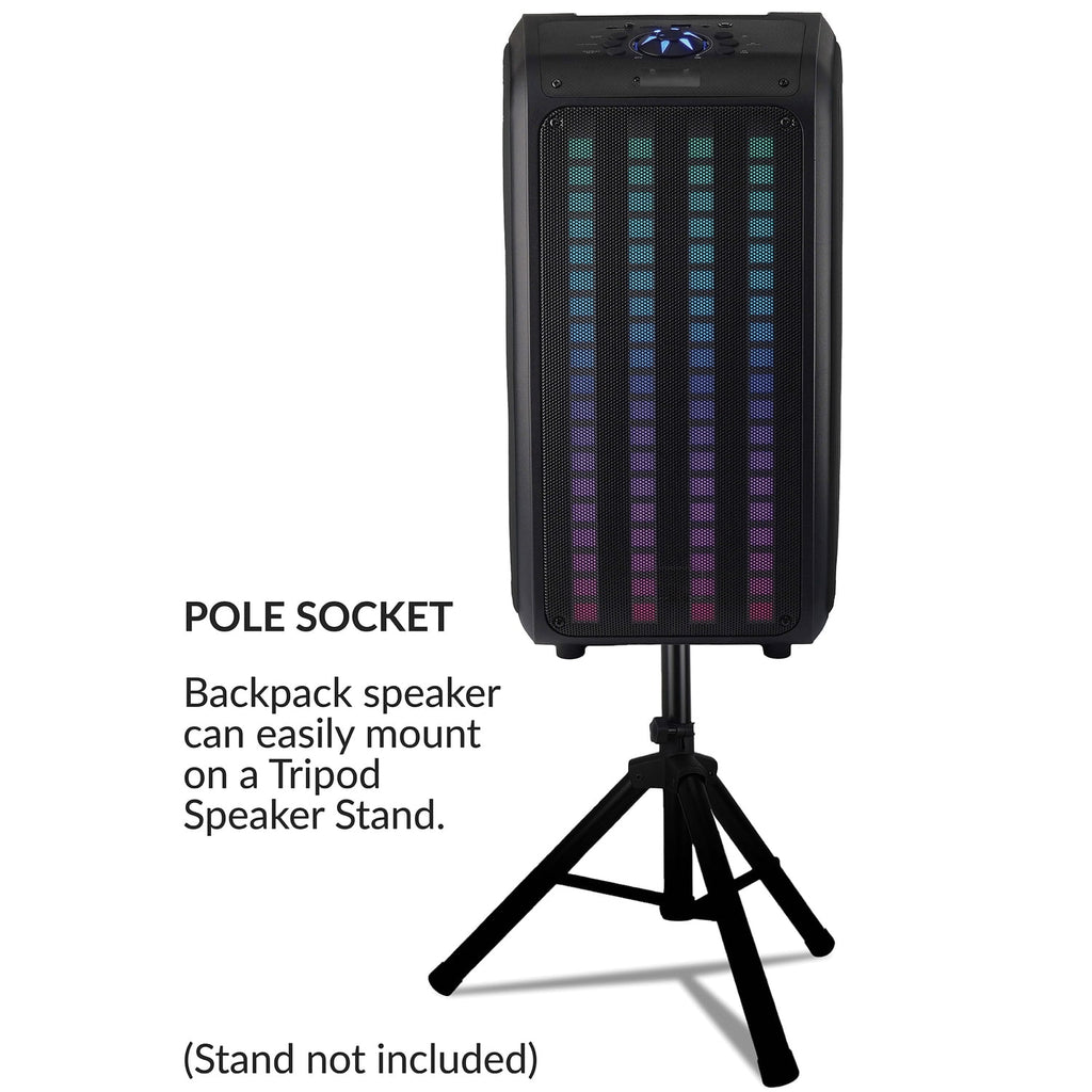 IQ Sound Sound Traveler 20-Watt-Continuous-Power Portable Backpack Speaker with Wired Microphone and Remote