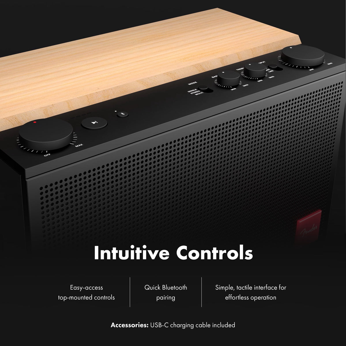Fender Audio Elie 12 Portable Bluetooth Speaker – 120W Dual Sound Chambers, 4-Channel Input, XLR-1/4", Spatial Audio, 15-Hr Battery – Skyscraper Black